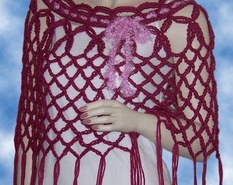 Crochet Poncho Pattern, Raspberry Delight