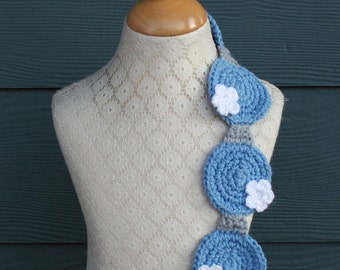 Crochet Pattern - Scarf - Ornament Balls - Christmas - Blue - White - Gray - Child - Adult - PDF, PDF