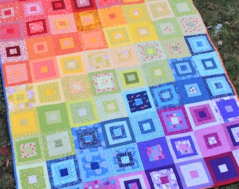 PDF Scrap QUILT PATTERN..Easy...Baby, Lap, Twin and Full Size, Rainbow of Scraps