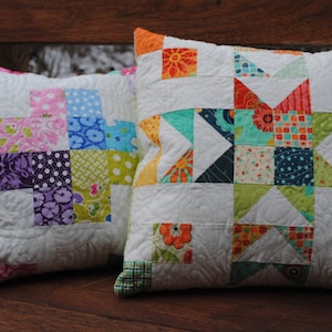 PDF pillow pattern, 3 different designs, mini charm, charm and scrap friendly, Mini Charm Trio