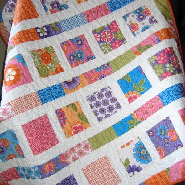 Baby or Toddler Crib Quilt ON SALE, Modas Clementine fabric...pattern also for sale