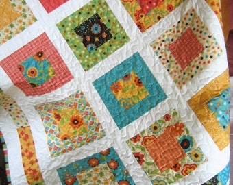 PDF Quilt Pattern, Lap or Baby size....Quick and Easy, Layer Cake or Fat Quarters, San Francisco Window Boxes