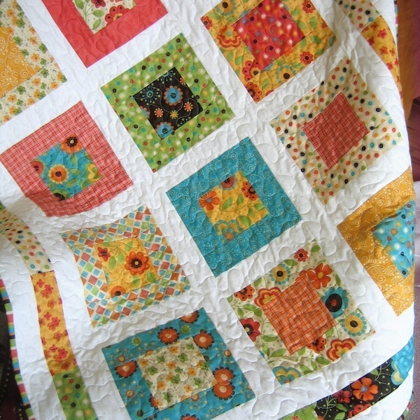 PDF Quilt Pattern, Lap or Baby size....Quick and Easy, Layer Cake or Fat Quarters, San Francisco Window Boxes