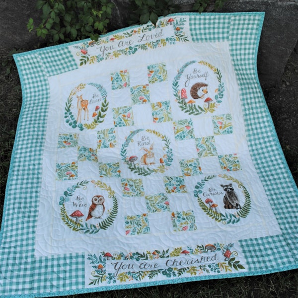 QUILT PATTERN, Effie's Woods Panel, easy and fast baby quilt pattern, Easy Peasy
