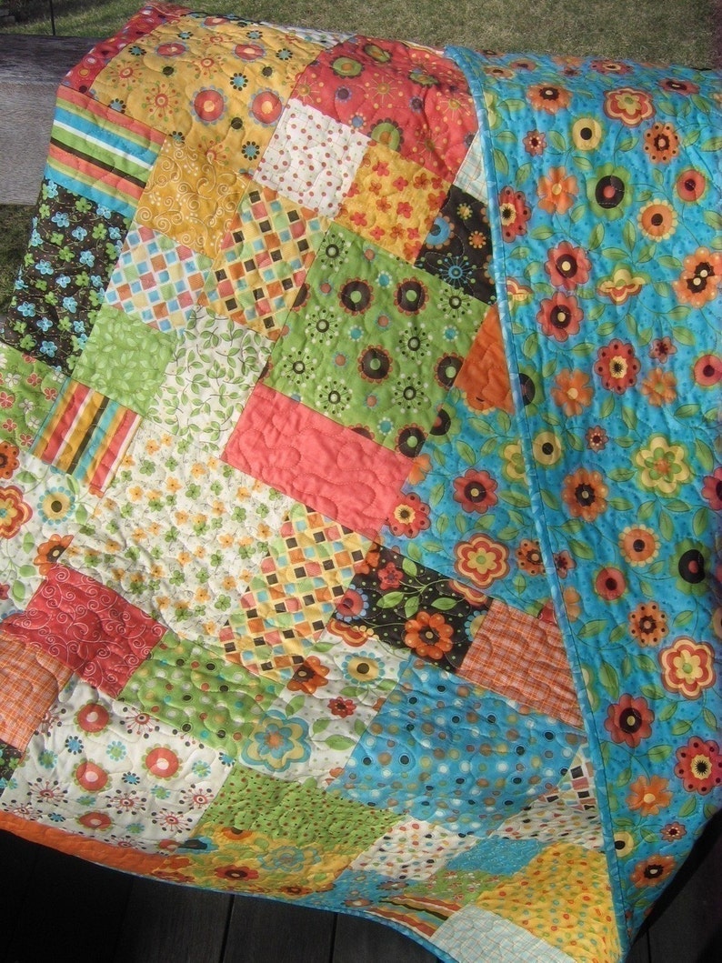 PDF Quilt Pattern.....Easy and Quick...two sizes, Flowers in the Garden image 1