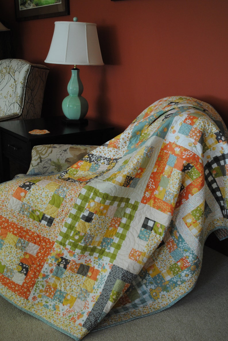 PDF Quilt Pattern.... Easy... one jelly roll ...Market Square image 7