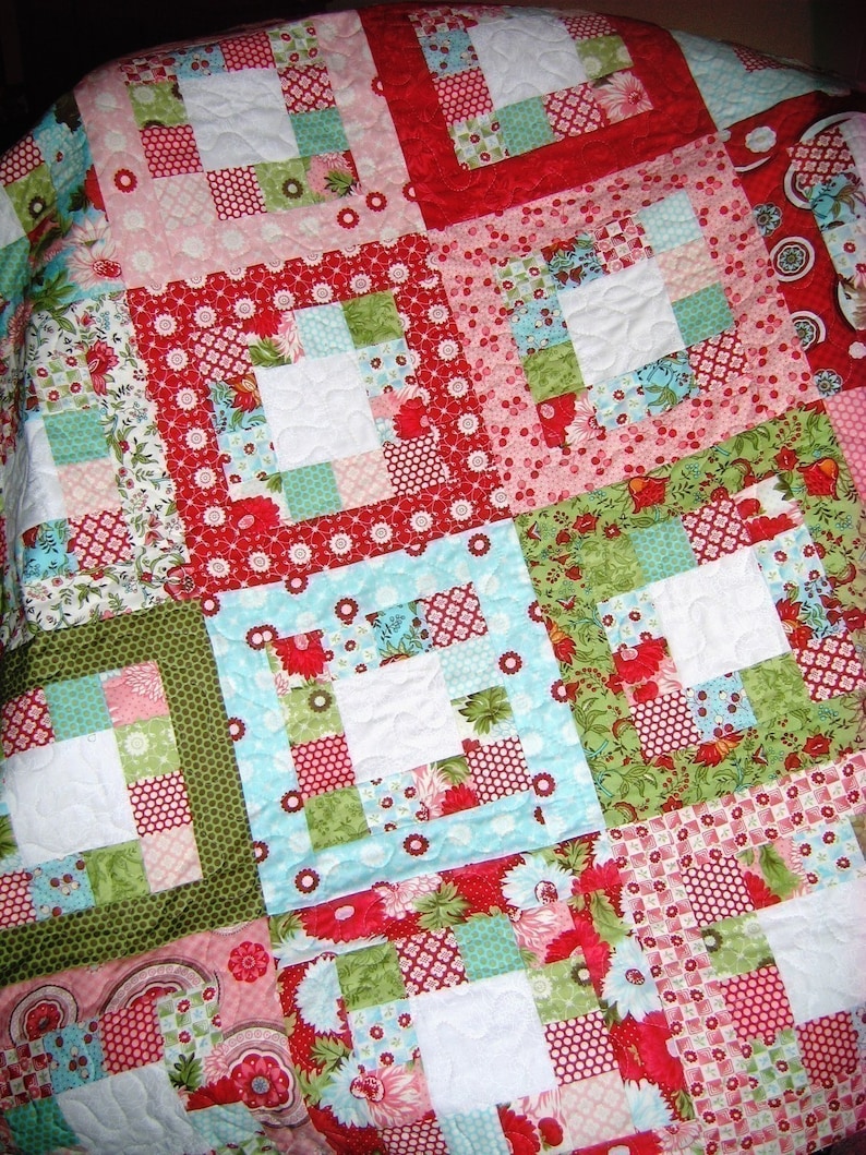 PDF Quilt Pattern.... Easy... one jelly roll ...Market Square image 4