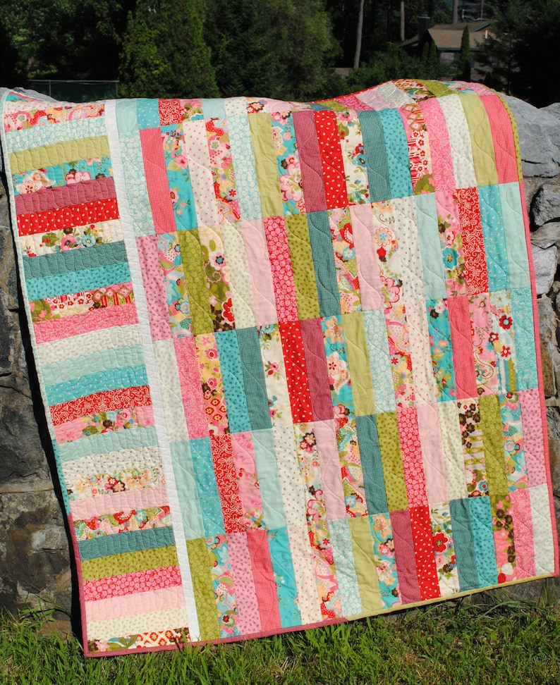 PDF Quilt Pattern.....Jelly Roll and Fat Quarter friendly, ..Baby, Lap and Twin size, P.S. I Love You image 2