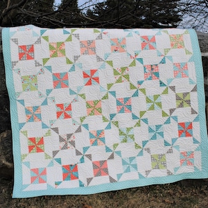 PDF baby quilt PATTERN, Lap, Twin, Full, Queen, King sizes Layer Cake, Fat Quarters, or scraps ...Windy Day