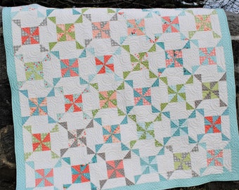 PDF baby quilt PATTERN, Lap, Twin, Full, Queen, King sizes Layer Cake, Fat Quarters, or scraps ...Windy Day