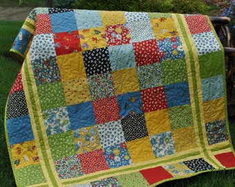 PDF Quilt Pattern.....Charm square, Layer Cake or Fat Quarter friendly, ..Table runner, baby and lap size, Simple Stitches