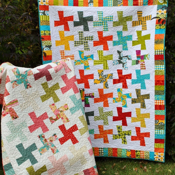 PDF quilt PATTERN five sizes from baby to king.... Layer Cake or Fat Quarters, Color in Motion