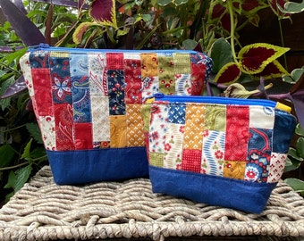 Patchwork Stoffen Rits Pouch, cosmetische tas, mini charme, charme pack en schroot vriendelijk, Willow Zipper Pouch