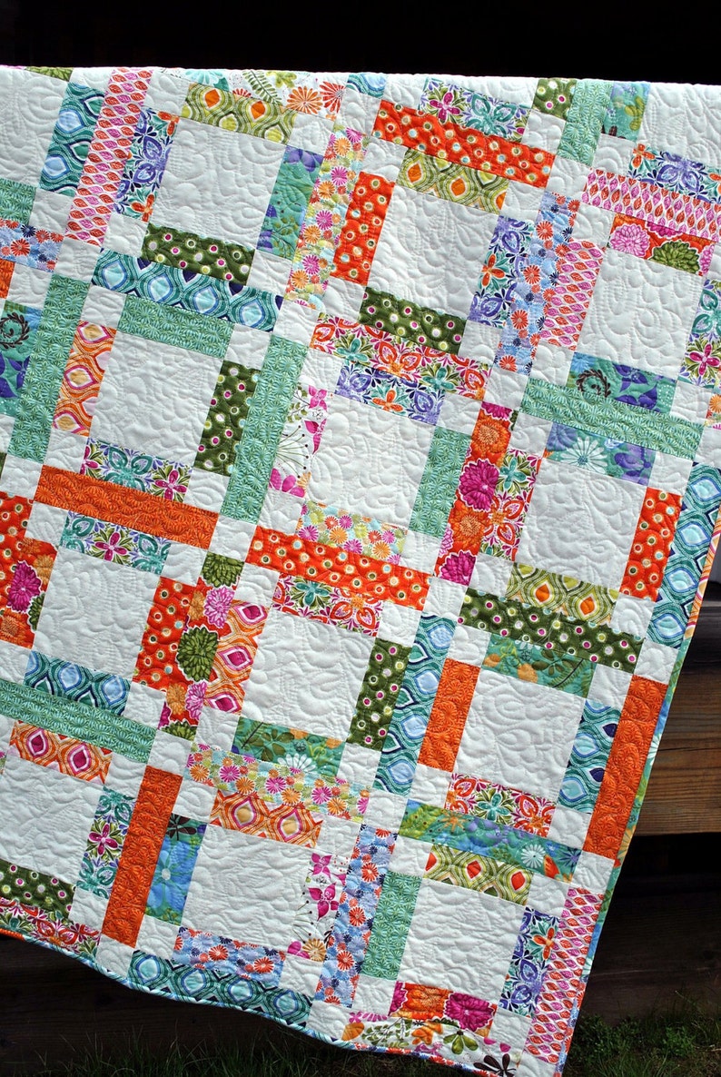 PDF Quilt PATTERN ....One Jelly Roll, Easy and Quick, Grandma Mary's Five Patch image 2