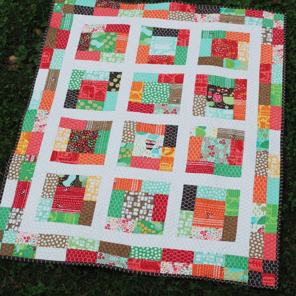 PDF Quilt Pattern....Baby or Lap Size, Quick and Easy Charm Squares or Fat Quarters, A Sunday Charmer