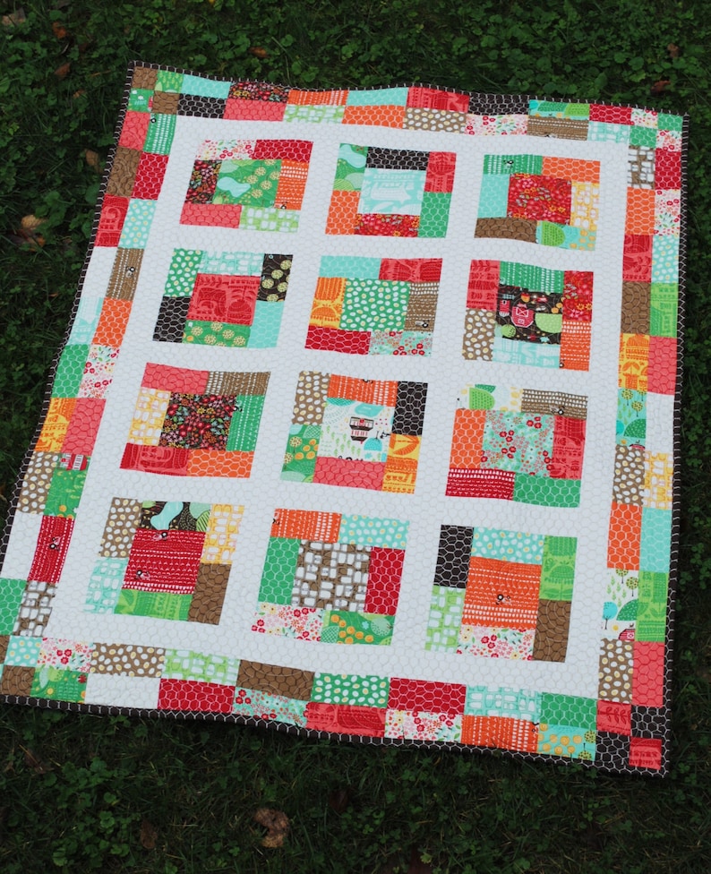 PDF Quilt Pattern....Baby or Lap Size, Quick and Easy Charm Squares or Fat Quarters, A Sunday Charmer image 1