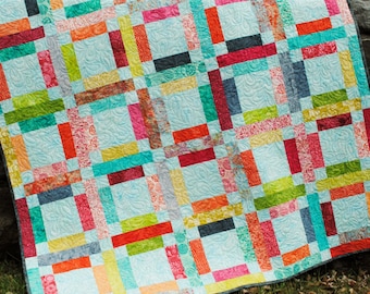 PDF Quilt PATTERN ....One Jelly Roll, Easy and Quick, Grandma Mary's Five Patch