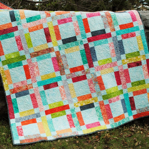 PDF Quilt PATTERN .... Un Jelly Roll, Facile et Rapide, Grandma Mary's Five Patch