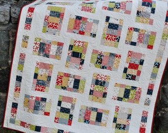 PDF quilt PATTERN baby quilt and lap quilt sizes.... Uses Layer Cake, Jelly Roll or Fat Quarters ...Picnic in the Park