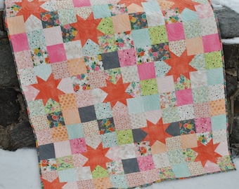 Baby Quilt and Lap Quilt Pattern, ....Quick and Easy, Charm Squares, Layer Cakes or Fat Quarters, Starry Night