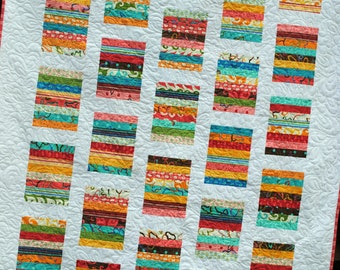 PDF Quilt Pattern ...Quick and Easy ...Layer Cake or Fat Quarters or Scraps ...Simply Stripy