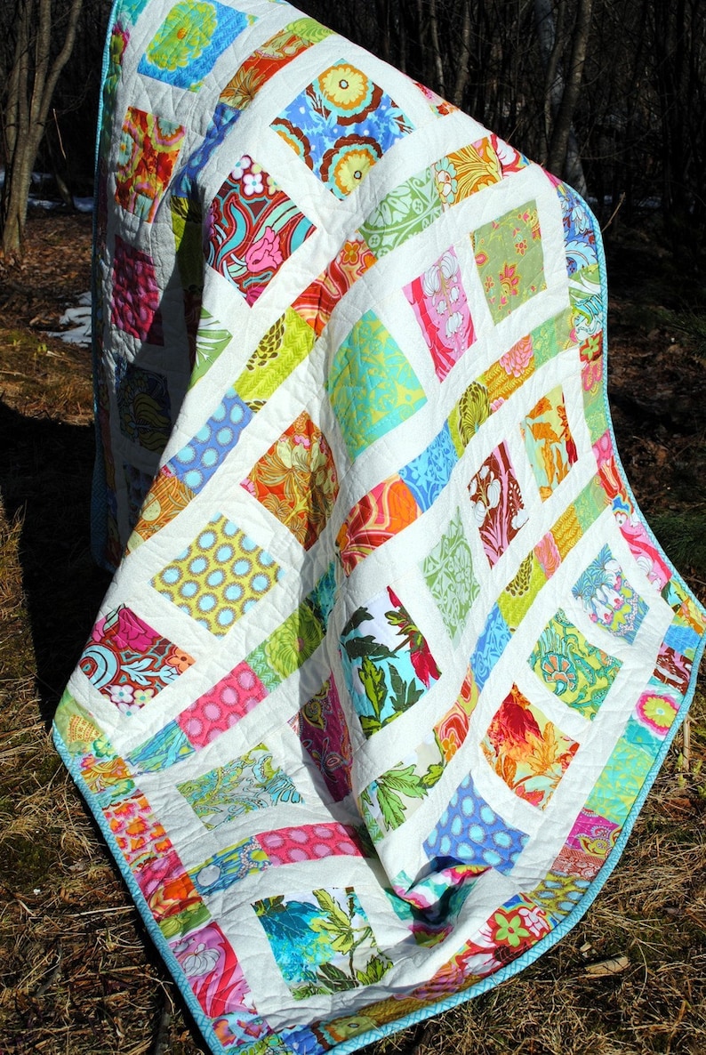 Baby QUILT PATTERN....Quick and Easy...2 Charm Square Packs, Flowers in the Sunshine image 2