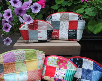 Quilt PATROON....Gebogen Rits Pouch....mini charme, charme en schroot vriendelijk, Daphne Pouch