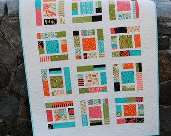 PDF baby quilt PATTERN or Lap Quilt.... Layer Cake, Fat Quarters, or scraps ...Sassy Frass