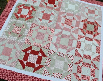 Patchwork Quilt PATTERN ....Baby, Lap, Twin and Full/Queen, Layer Cake or Fat Quarters, Shoo Dash Quilt