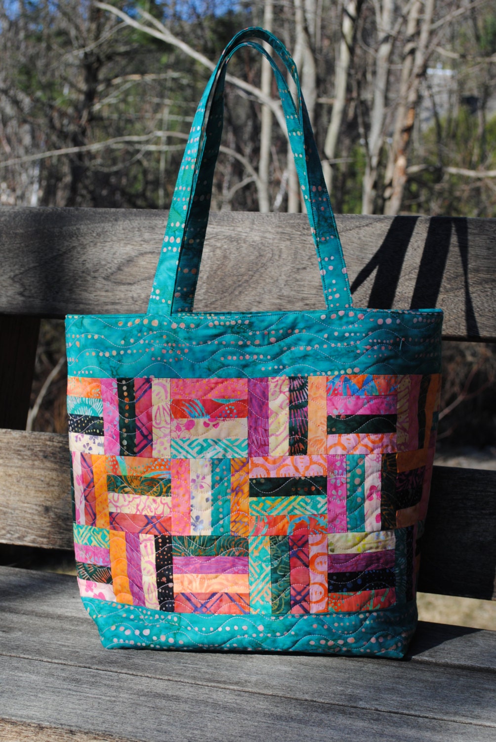 PDF Patchwork Tote Bag PATTERN Charm and Scrap friendly Rail Etsy