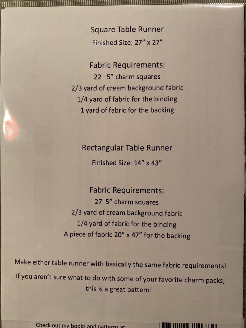 Patchwork Table Runner, 2 projects, uses charm squares, Ducks in a Row. image 2