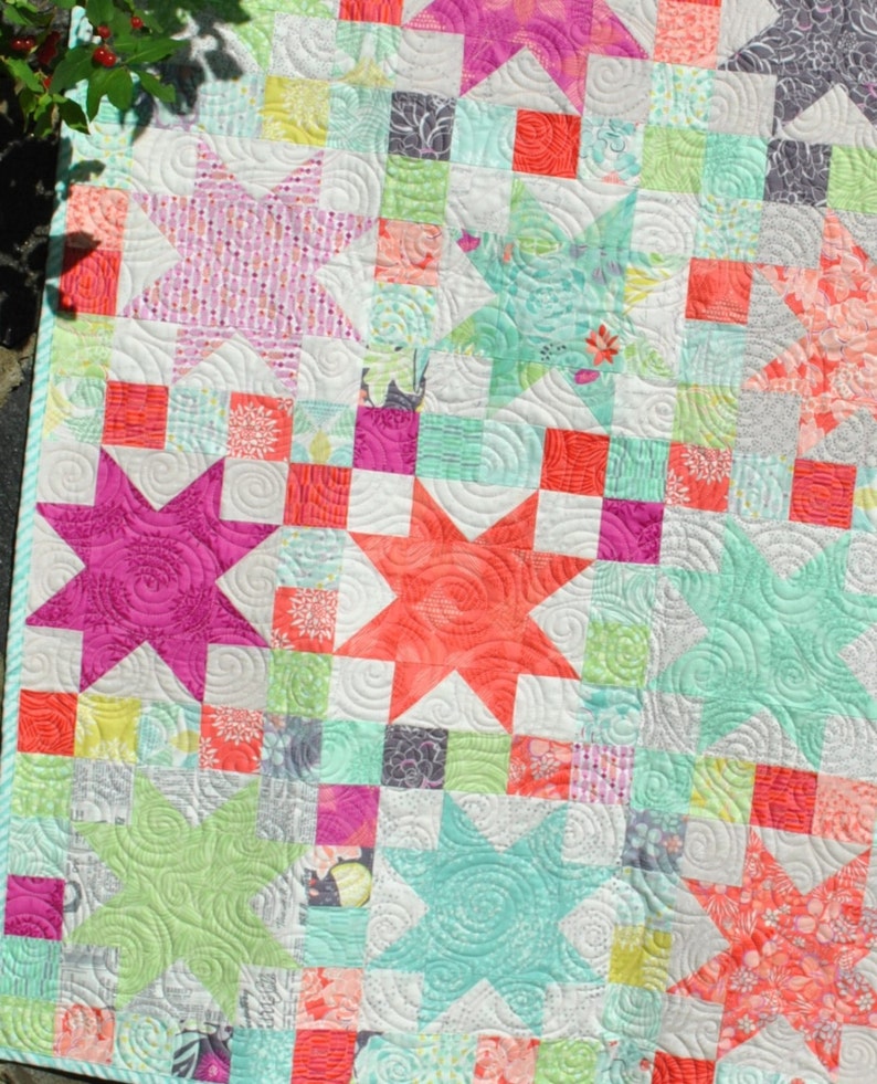Baby QUILT PATTERN....Quick and Easy...Layer Cake and Fat Quarter friendly, Sara's Star image 1