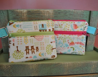 PDF Fabric Double Zipper Pouch, Coin and Cash Purse