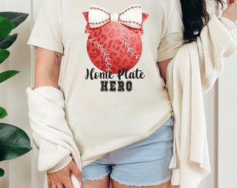 Retro Grunge Bogen Design Baseball Softball Mama Shirt, Preppy Mama Spieltag T-Shirt Home Platte Held, Baseball Fan Momlife Geschenk, Frauen Sport Top