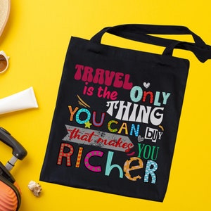 Retro Travel Quote Tote bag,Inspirational vacation tote,Travel Lover Gift,Trendy Reusable bag,wanderlust vibes,aesthetic travel accessory