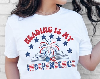 4th of July Patriotic Reading shirt,Stars Stripes Bookworm BookClub tee,Fourth July Memorial Day Librarian shirt,Bibliophile Booklover Gifts