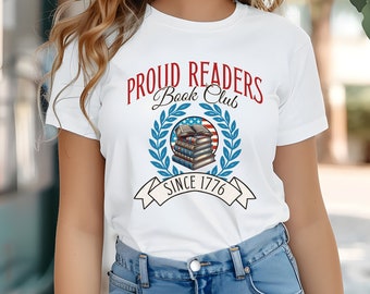 Patriotic Reading shirt,American Reader Bookworm BookClub tee,Fourth of July Memorial Day T, Librarian Reading Teacher shirt,Booklover Gifts