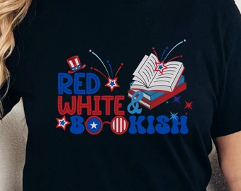 Patriotic 4th of July Reading tshirt,Stars and Stripes Bookworm tee,Fourth of July Memorial Day Librarian shirts,Bibliophile Booklover Gifts
