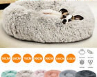 Dog Cat Pet Calming Bed Warm Soft Plush round Nest Comfy Sleeping Kennel Cave