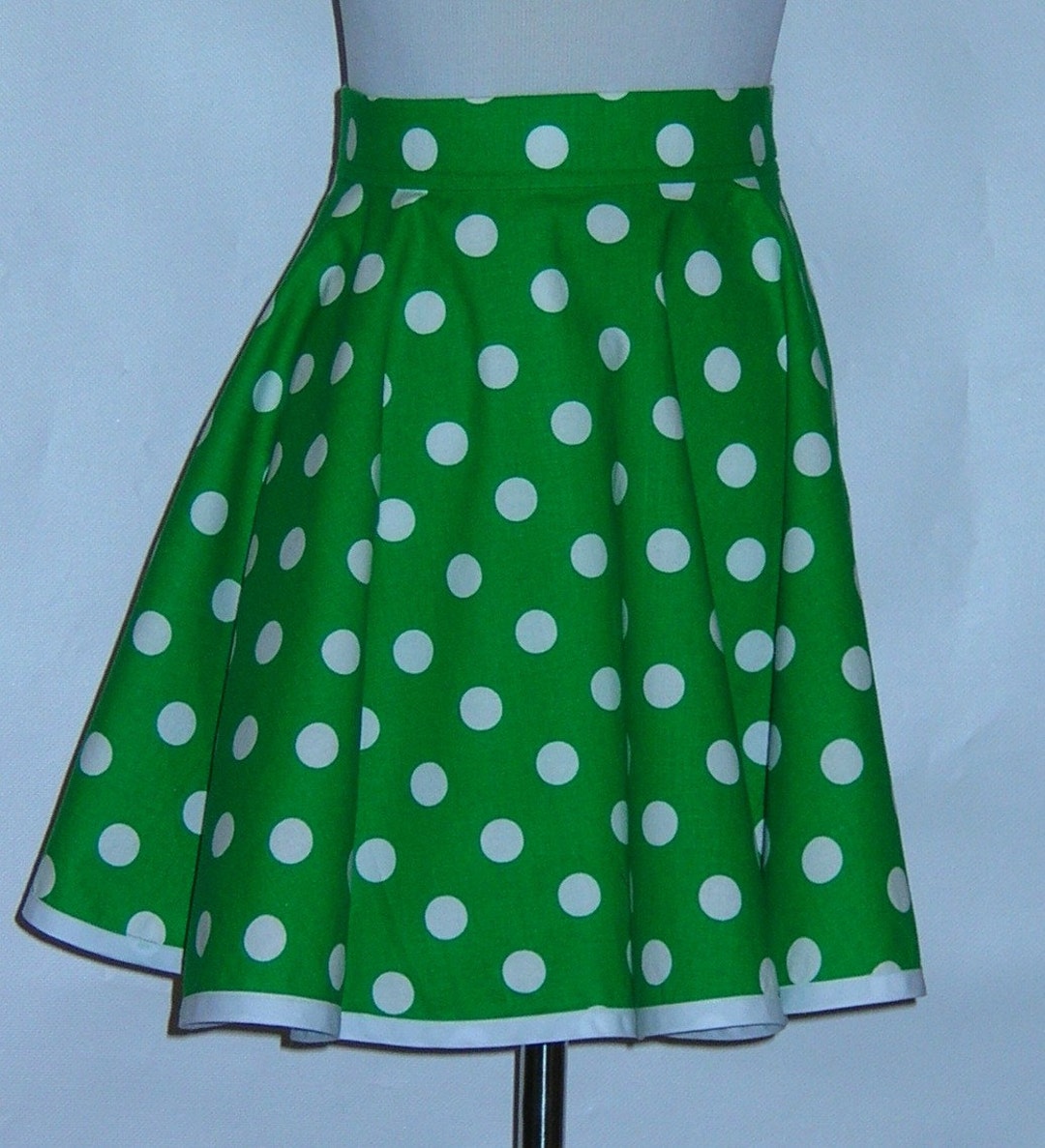 Cute Half Apron Made From Dotty Green and White Fabric Etsy