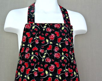 Childs Pretty Hearts and Roses Valentine Apron