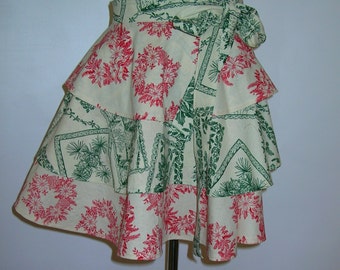 Christmas Half Apron with Red White and Green Ruffles