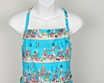 Plus Size Full Apron With a Cute Cake Baking Design