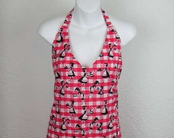 Red And White Checked Full Apron