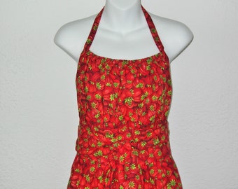 Full Apron With Bright Strawberry Design