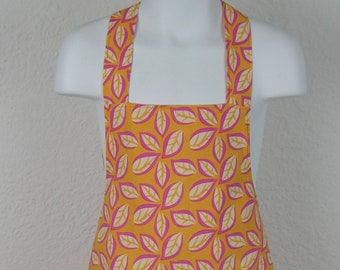 Pretty Childs Apron With Pink and Orange Flowers