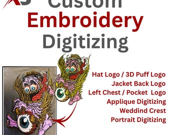 Custom Embroidery Digitizing, Logo Digitizing, Embroidery Digitizing Service, Embroidery, Image Digitizing, Custom Digitize, Best Digitizing