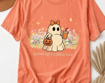 growing a little boo Ghost Pumpkin Mama Shirt, Retro Mom Hoodie, Funny Mama Sweatshirt, Mom Life Tee, Gift for Mom, Vintage Motherhood