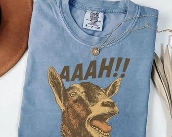Aaah!! Goat Head Shirt, Funny Meme Hoodie, Sarcastic Animal Graphic Sweatshirt, Dark Humor Tee, Gift For Goat Lovers