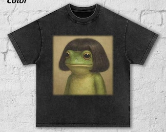 Frog with Bob Haircut Meme T-shirt, Funny Frog Art Hoodie, Quirky Animal Meme Sweatshirt, Hilarious Frog Lover Gift, Funny T-shirt